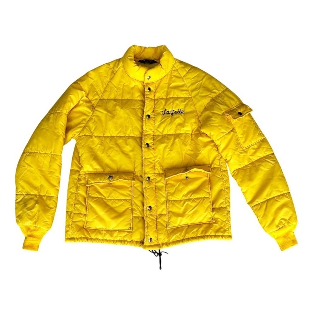 Vintage Pla-Jac by Dunbrooke‎ Mens Puffer Jacket Yellow Quilted Size L